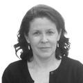 A black-and-white headshot of Véronique Bugnion