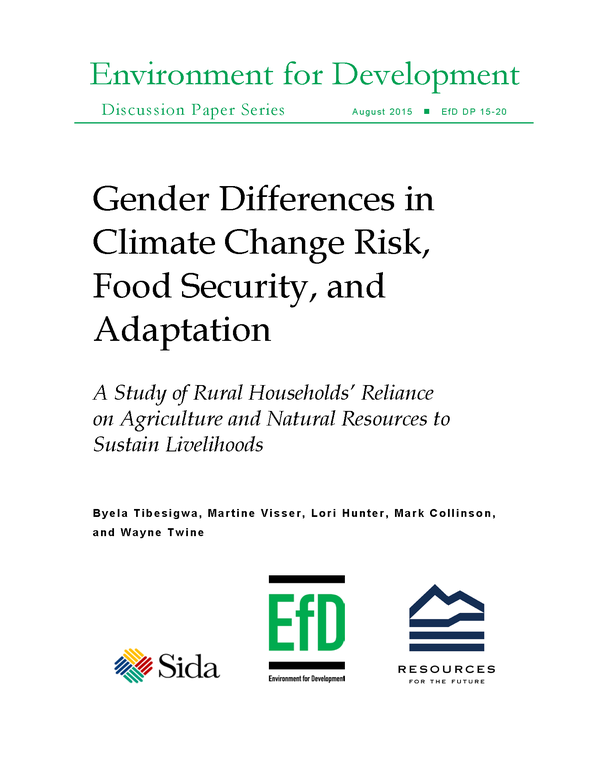 Gender Differences in Climate Change Risk, Food Security, and ...