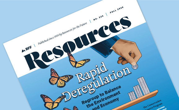 View of the cover of Resources magazine, issue 222, on a blue background