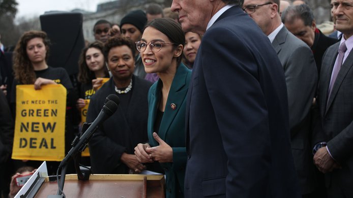 Democratic Lawmakers Rep. Alexandria Ocasio-Cortez And Sen. Ed Markey Unveil Their Green New Deal Resolution