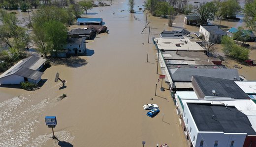 Sanford, Michigan, Main Street flooded by dam breach