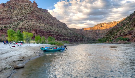 Rafters take a break on the shore of the Green River
