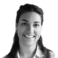 A black-and-white headshot of Emilia Ravetta