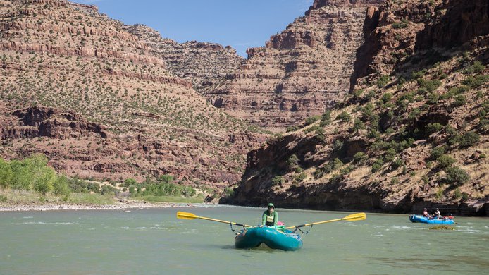 BLM employees survey the Green River in Utah's Desolation Canyon Area