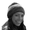 A black-and-white headshot of Liz Van Dolah