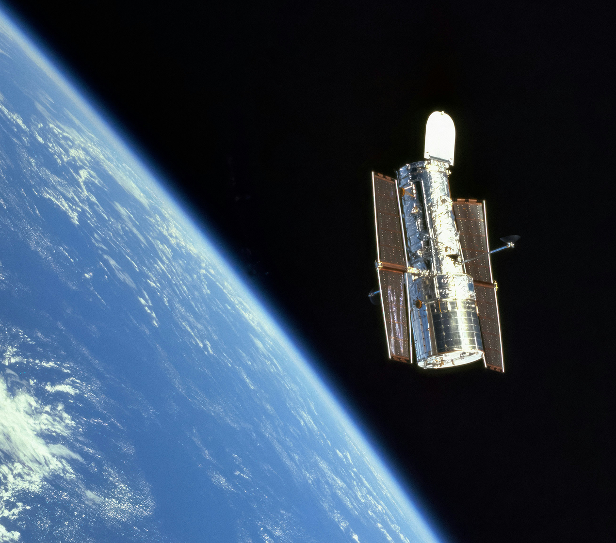 The NASA Hubble space telescope orbiting Earth