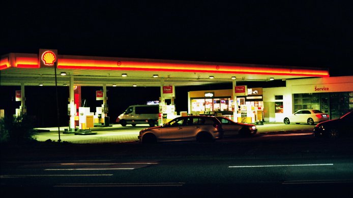 Gas station night