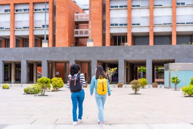 students walking on college campus